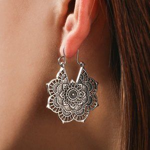Vintage Mandala Flower Drop Dangle Earring